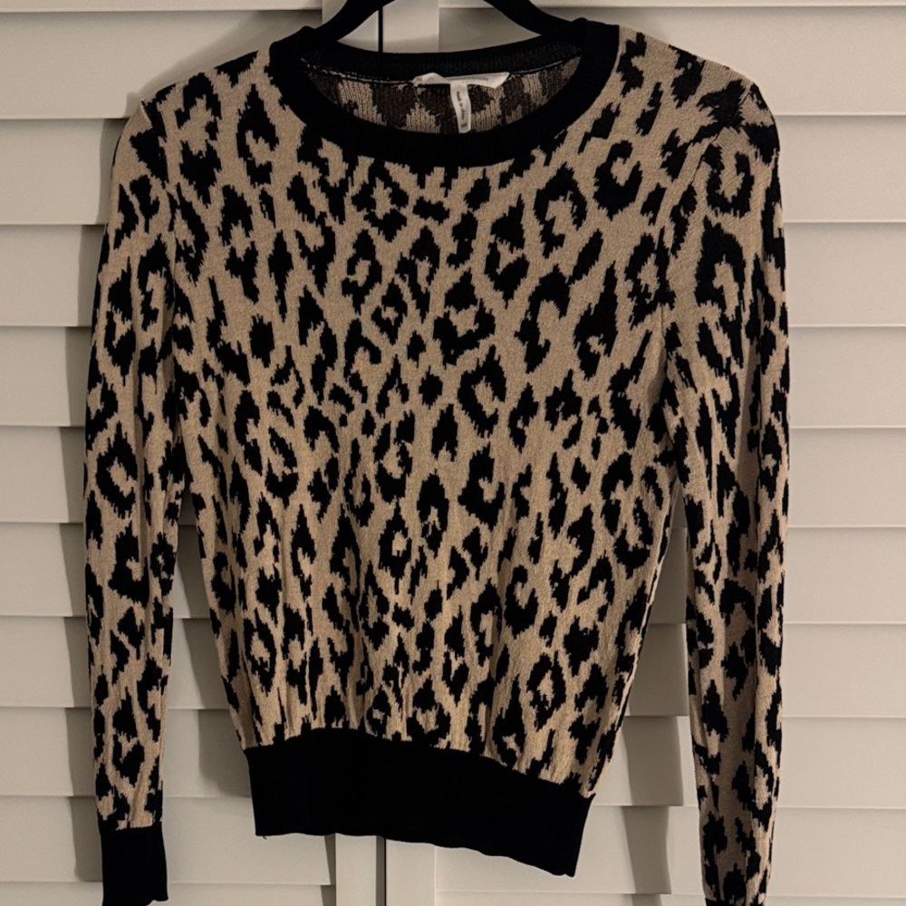 BCBGeneration Black and Tan Animal Print Sweater
